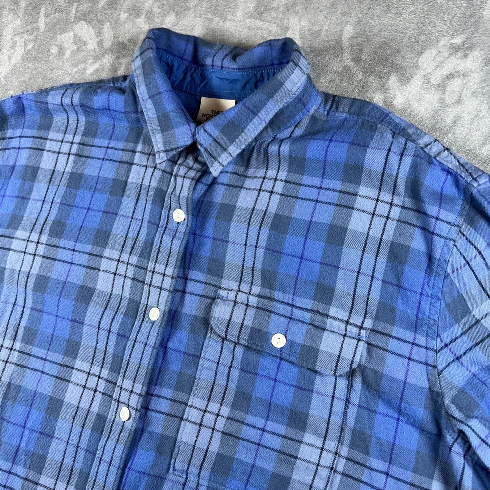 The North Face Womens XL Blue Plaid Flannel Button Down Shirt NF0A4QNQ F22